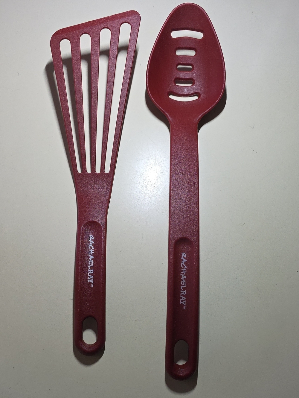 Racheal Ray  Slotted Spatula and Spoon. Dark Red/Burgandy/Maroon. Unused.